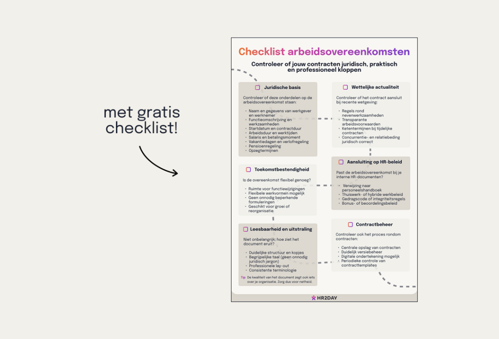 Blogartikel over opstellen en herzien van Arbeidsovereenkomsten met gratis downloadbare checklist voor werkgevers